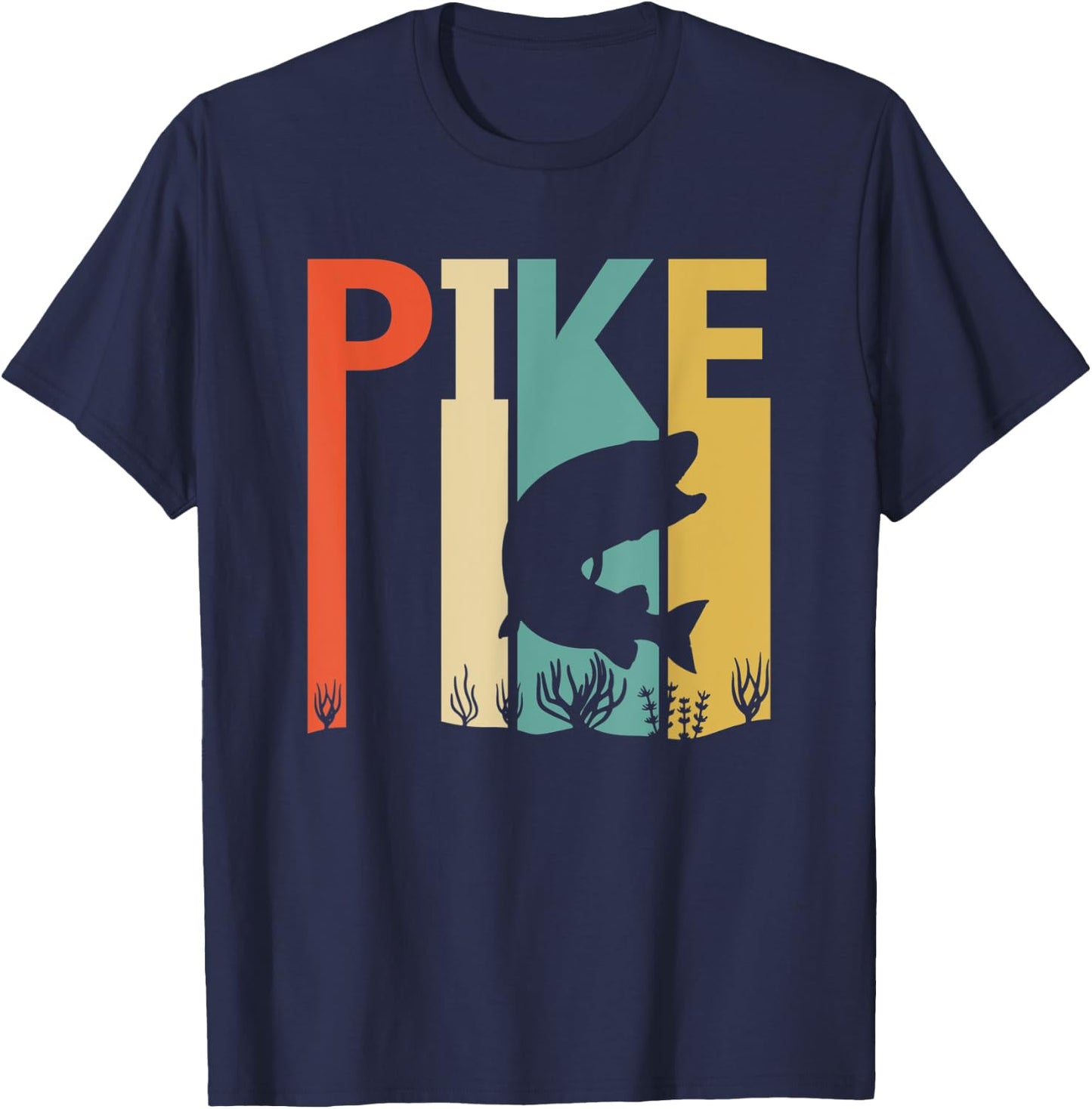 Vintage Wild Animal Northern Pike Fish T-Shirt - T-Shirt | Navy