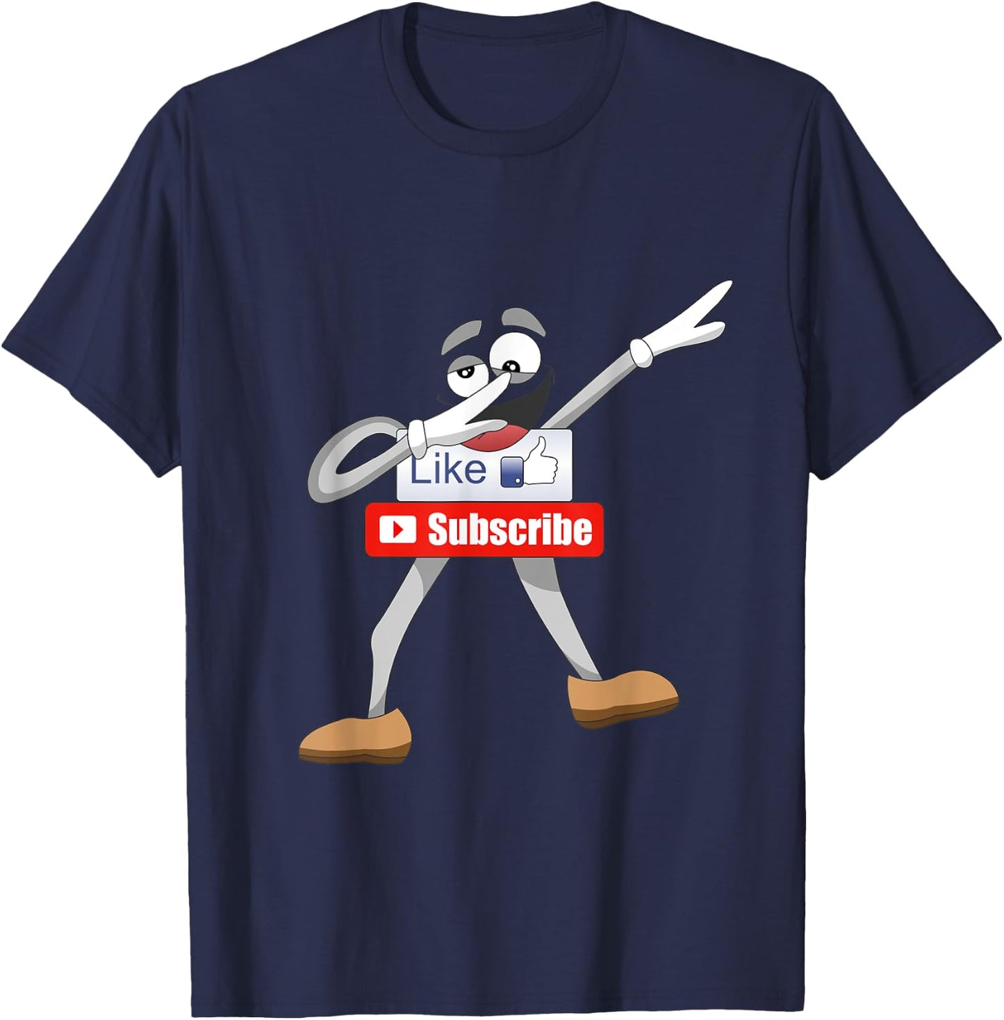 Funny Video Blogger Vlogger Dabbing Like Subscribe Button T-Shirt - T-Shirt | Navy