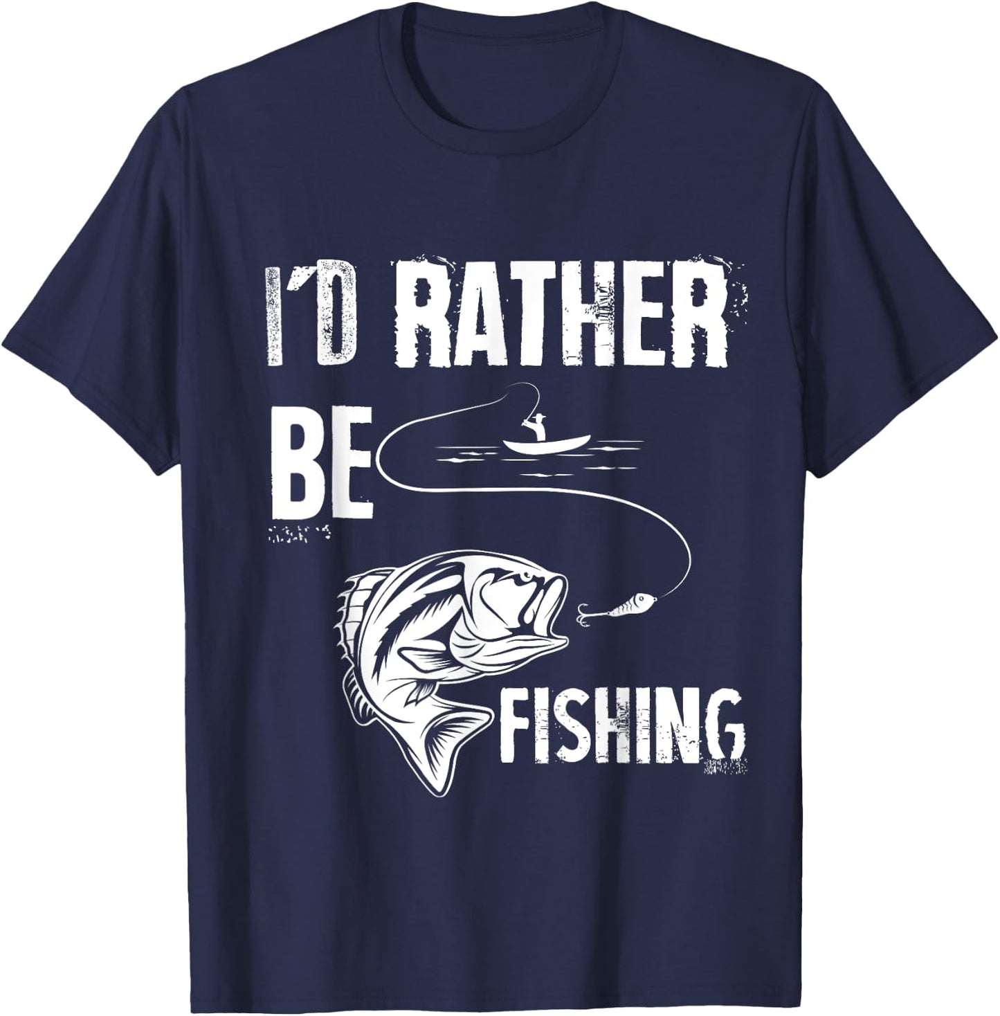 I'd Rather Be Fishing Funny T-Shirt - T-Shirt | Navy