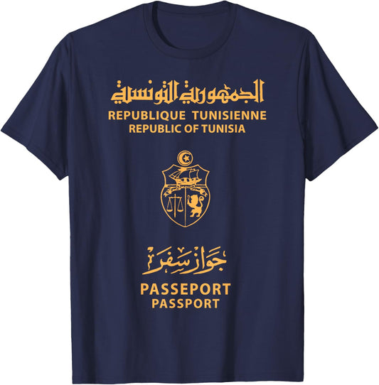 Proud Tunisia Passport Flag Travelers Travel Souvenir 2025 T-Shirt - T-Shirt | Navy
