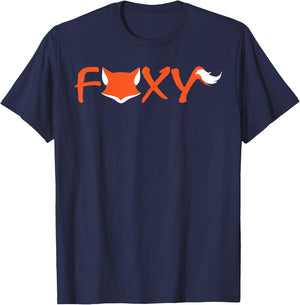 Foxy Fun Sexy Cute Fox Orange White Design T-Shirt - T-Shirt | Navy