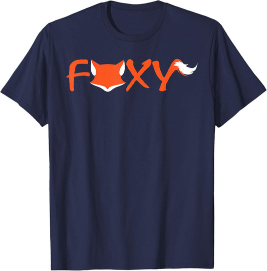 Foxy Fun Sexy Cute Fox Orange White Design T-Shirt - T-Shirt | Navy