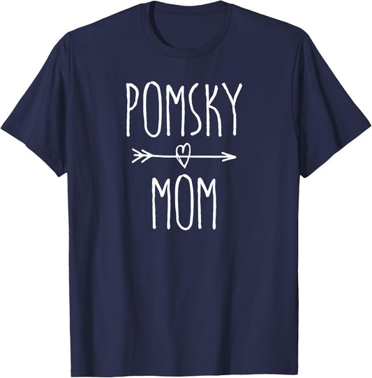 Pomsky Mom Cute Pomeranian Husky Dog Lover Gift T-Shirt - T-Shirt | Navy