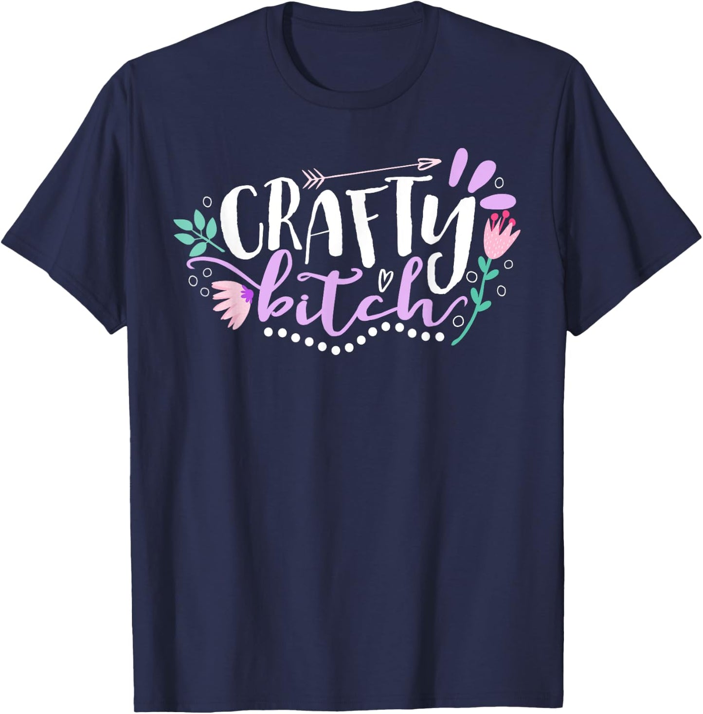 Crafty Bitch Illustration Crafters T-Shirt - T-Shirt | Navy