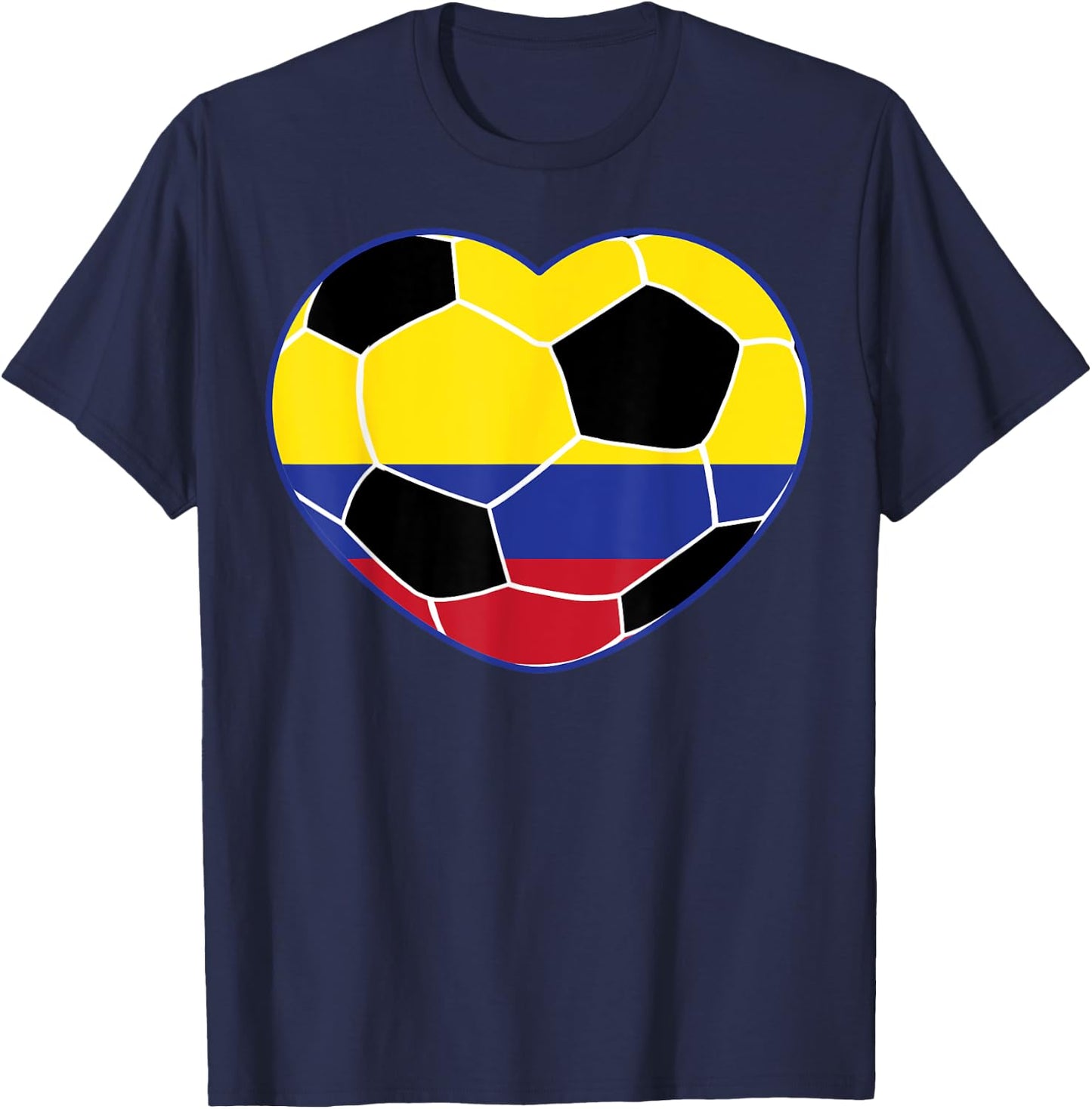 Colombia Soccer Ball Heart - Colombian Football Soccer T-Shirt - T-Shirt | Navy
