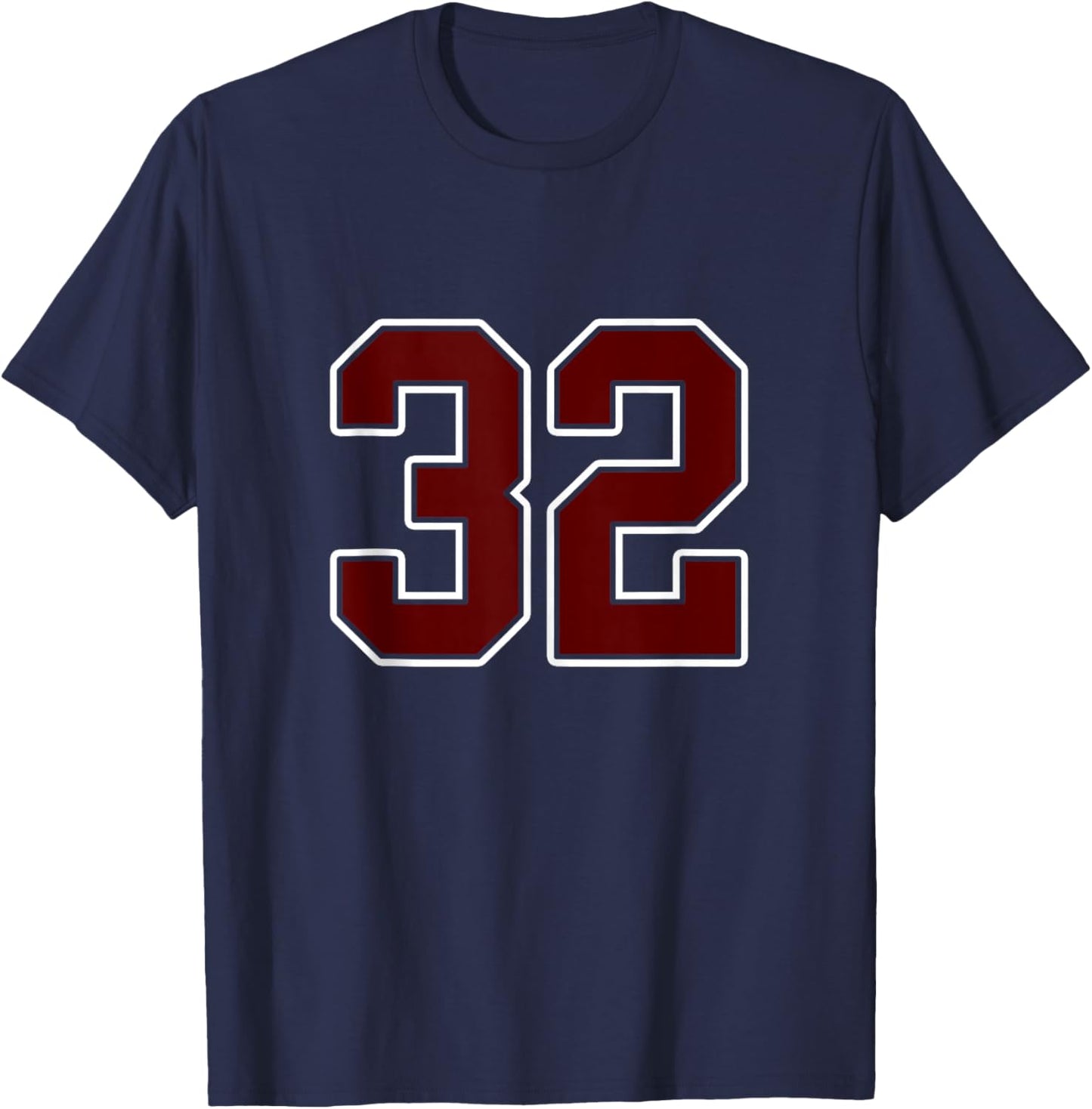 Maroon and White Number 32 Jersey Player Uniform #32 Fan T-Shirt - T-Shirt | Navy