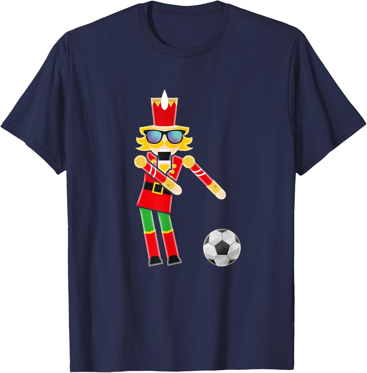 Christmas Soccer Flossing Nutcracker Gifts T-Shirt - T-Shirt | Navy