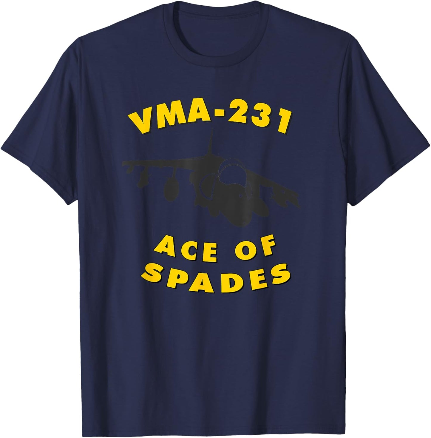 VMA-231 Ace of Spades Attack Squadron AV-8B Harrier T-Shirt - T-Shirt | Navy