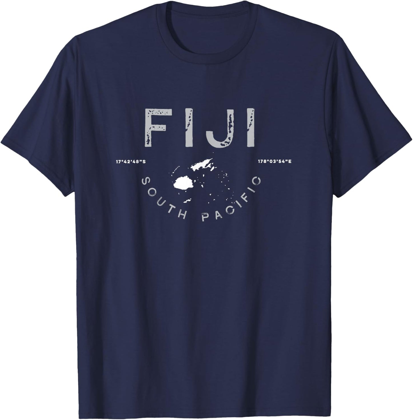 Fiji South Pacific Graphic Retro T T-Shirt - T-Shirt | Navy