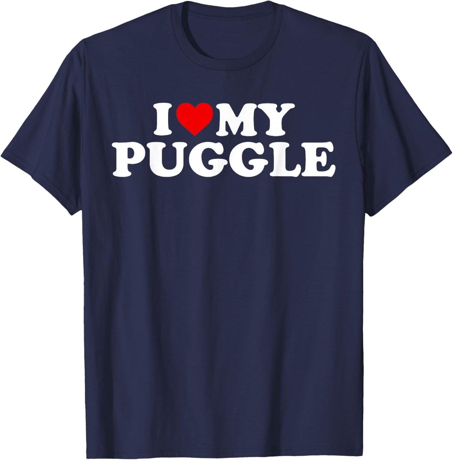 Puggle A Item: I Love My Puggle Goods TItem With Heart T-Shirt - T-Shirt | Navy