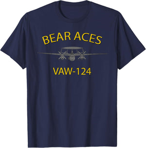 VAW-124 "Bear Aces" Squadron E-2 Hawkeye T-Shirt - T-Shirt | Navy