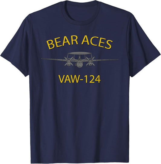 VAW-124 "Bear Aces" Squadron E-2 Hawkeye T-Shirt - T-Shirt | Navy