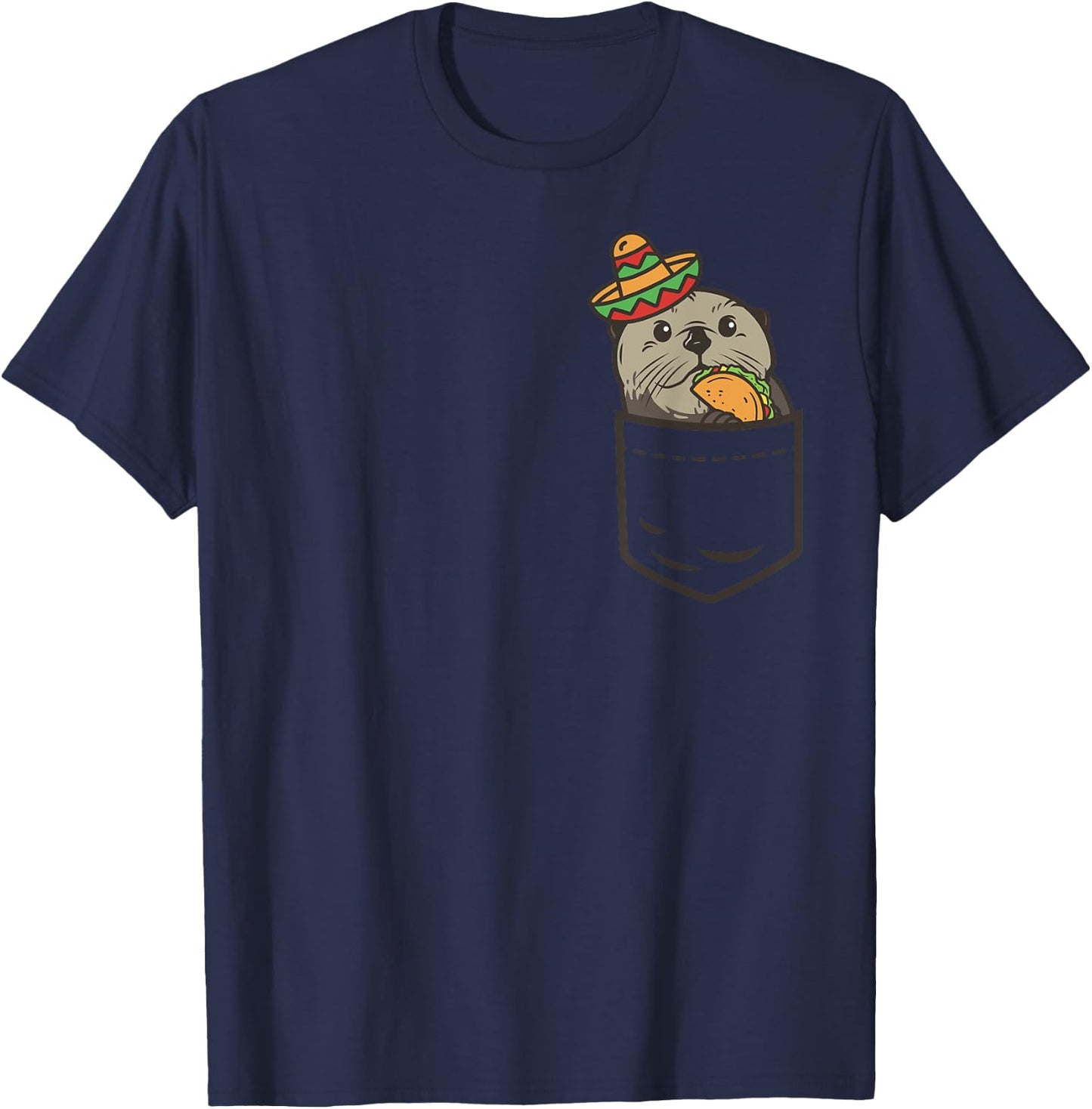 Cute Pocket Otter Cinco De Mayo Shirt Mexican Animal Taco T-Shirt - T-Shirt | Navy