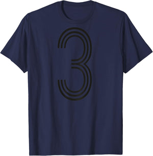 Retro Number Three number on back for Baseball Sport shirt T-Shirt - T-Shirt | Navy