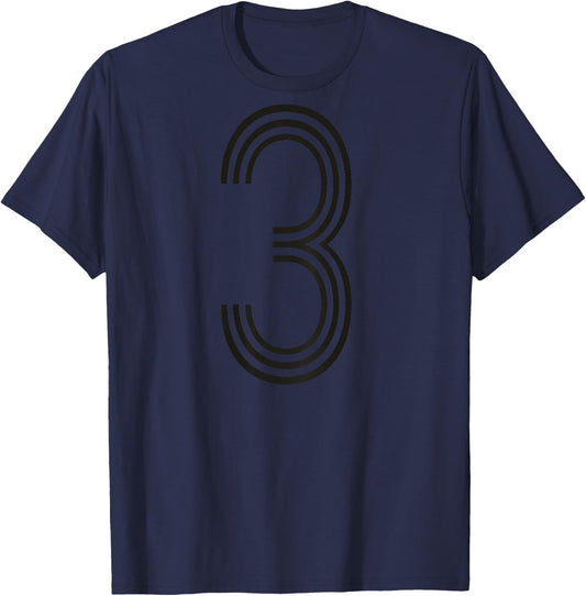 Retro Number Three number on back for Baseball Sport shirt T-Shirt - T-Shirt | Navy