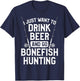 Bonefish Hunter Hunting Fisherman Drink Beer Fishing T-Shirt - T-Shirt | Navy