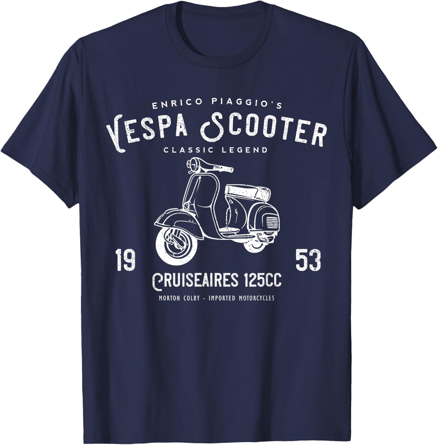 Vintage Piaggio Scooter 1953 125cc T Shirt Original Design T-Shirt - T-Shirt | Navy