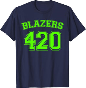 Blazers 420 - Fun Stoner Jersey Marijuana Weed T-Shirt - T-Shirt | Navy