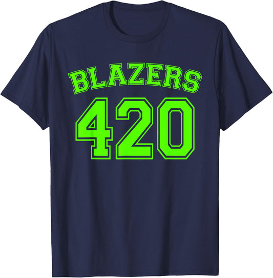 Blazers 420 - Fun Stoner Jersey Marijuana Weed T-Shirt - T-Shirt | Navy