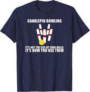 Candlepin Bowling Not The Size of Ball New England Canada T-Shirt - T-Shirt | Navy