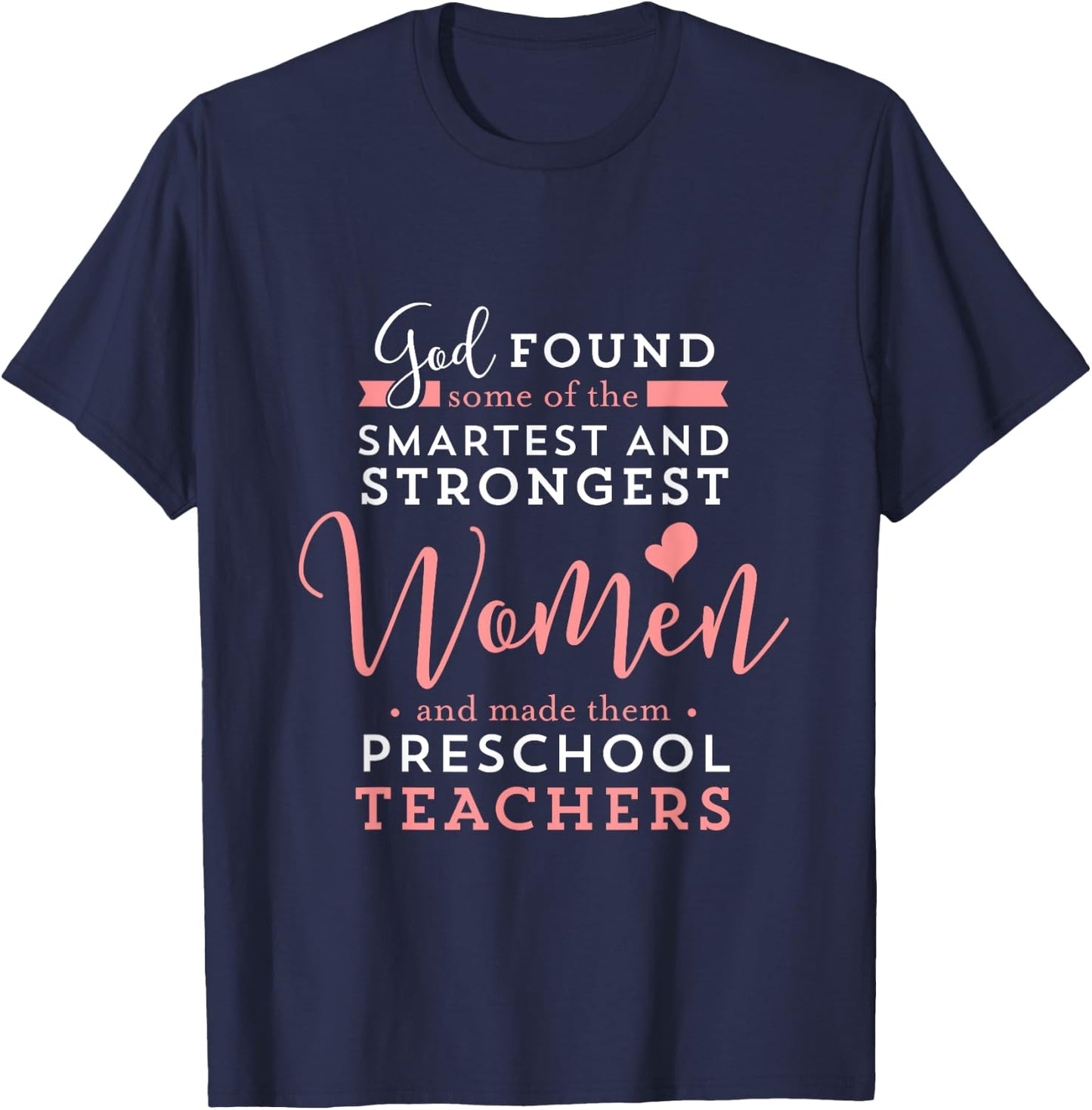 Preschool Teacher Strong Smart God Christian Jesus Women Girls Kids T-Shirt - T-Shirt | Navy
