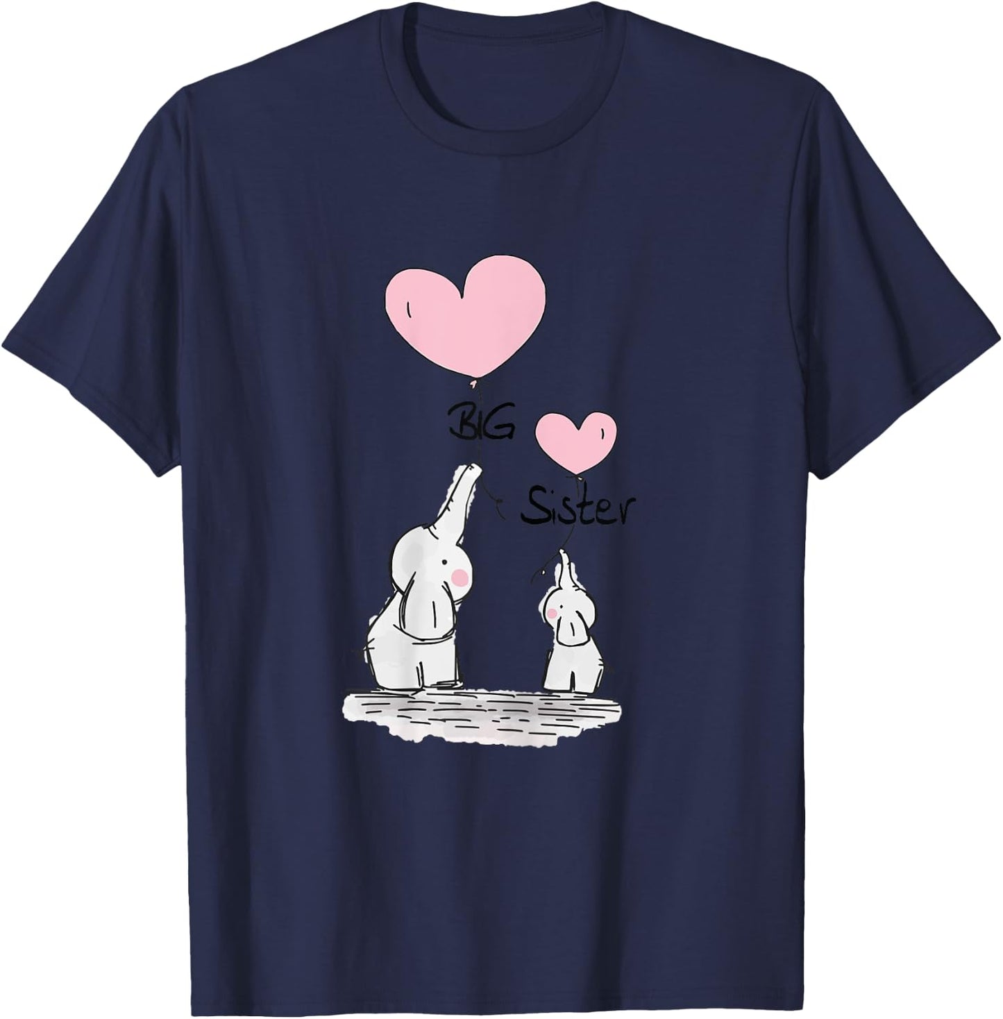 Big Sister Cute Elephants Gift Toddler Siblings T-Shirt - T-Shirt | Navy