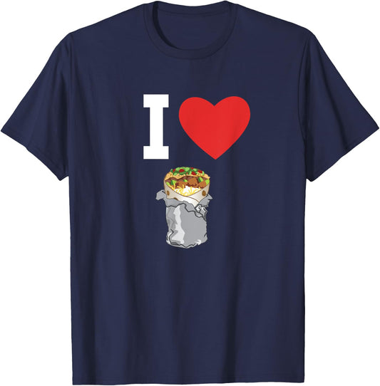 I Love Burritos Cartoon Funny Mexican Food Meme Gift T-Shirt - T-Shirt | Navy