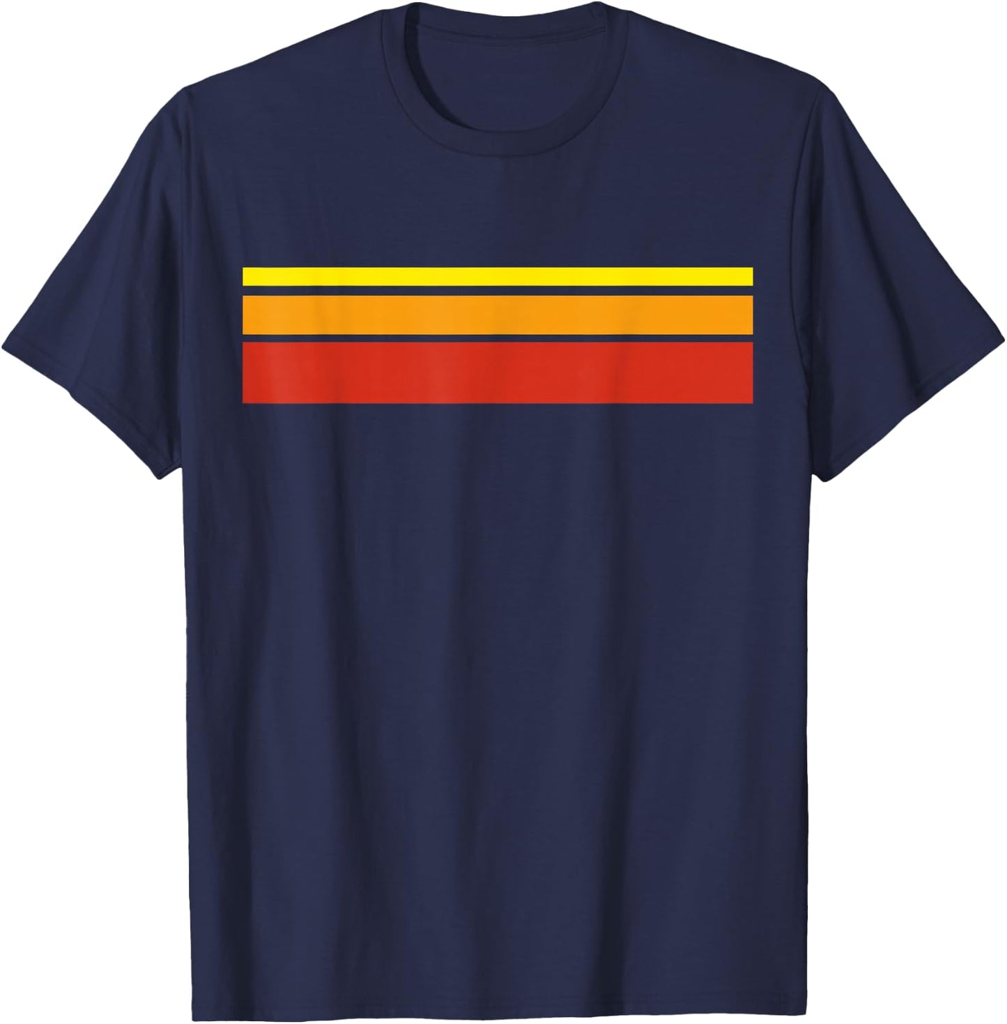 Warm Colour Stripes, Red, Orange, Yellow T-Shirt - T-Shirt | Navy