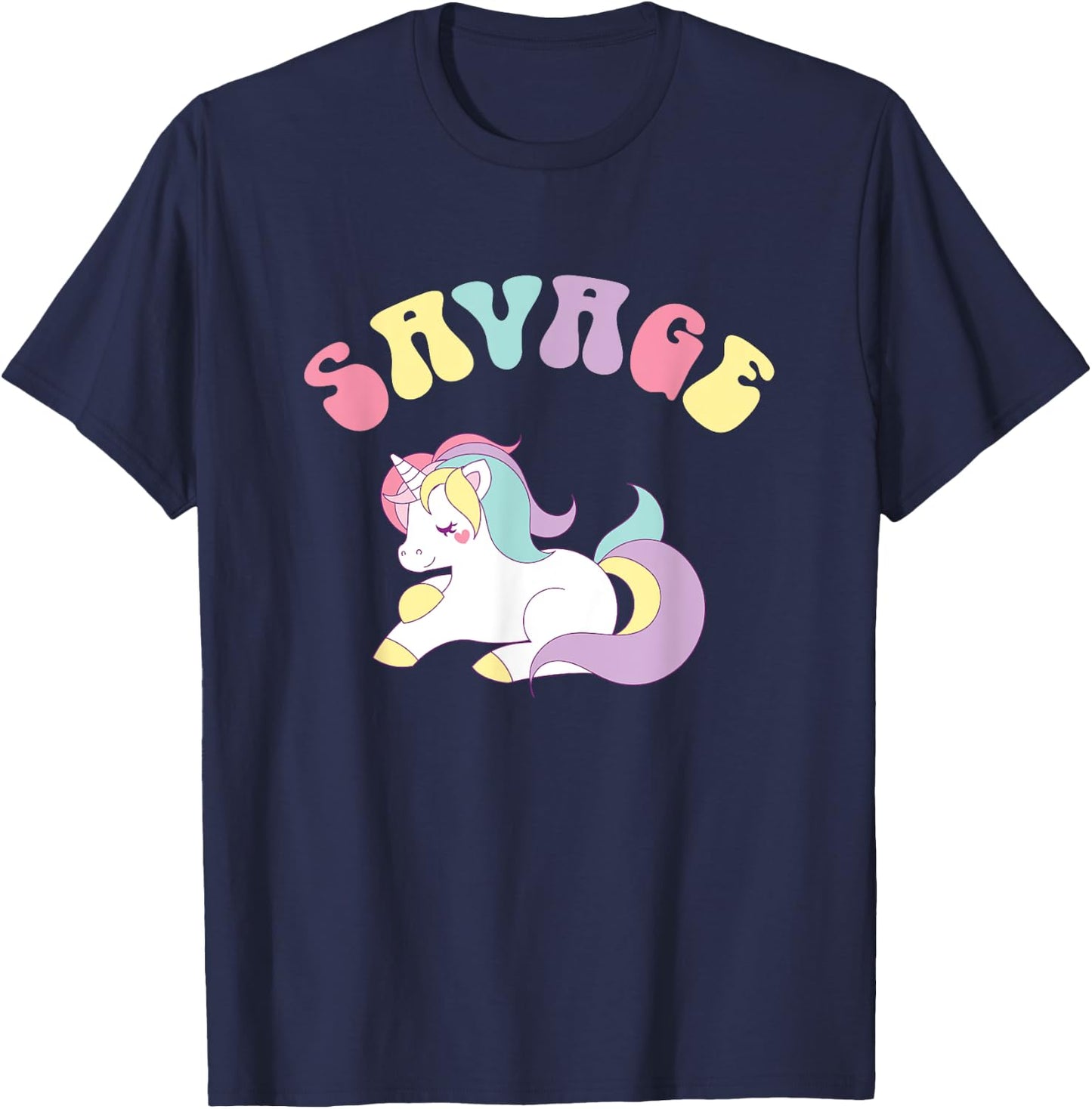 Unicorn Shirts - Rainbow Shirt - Savage T-Shirt - T-Shirt | Navy