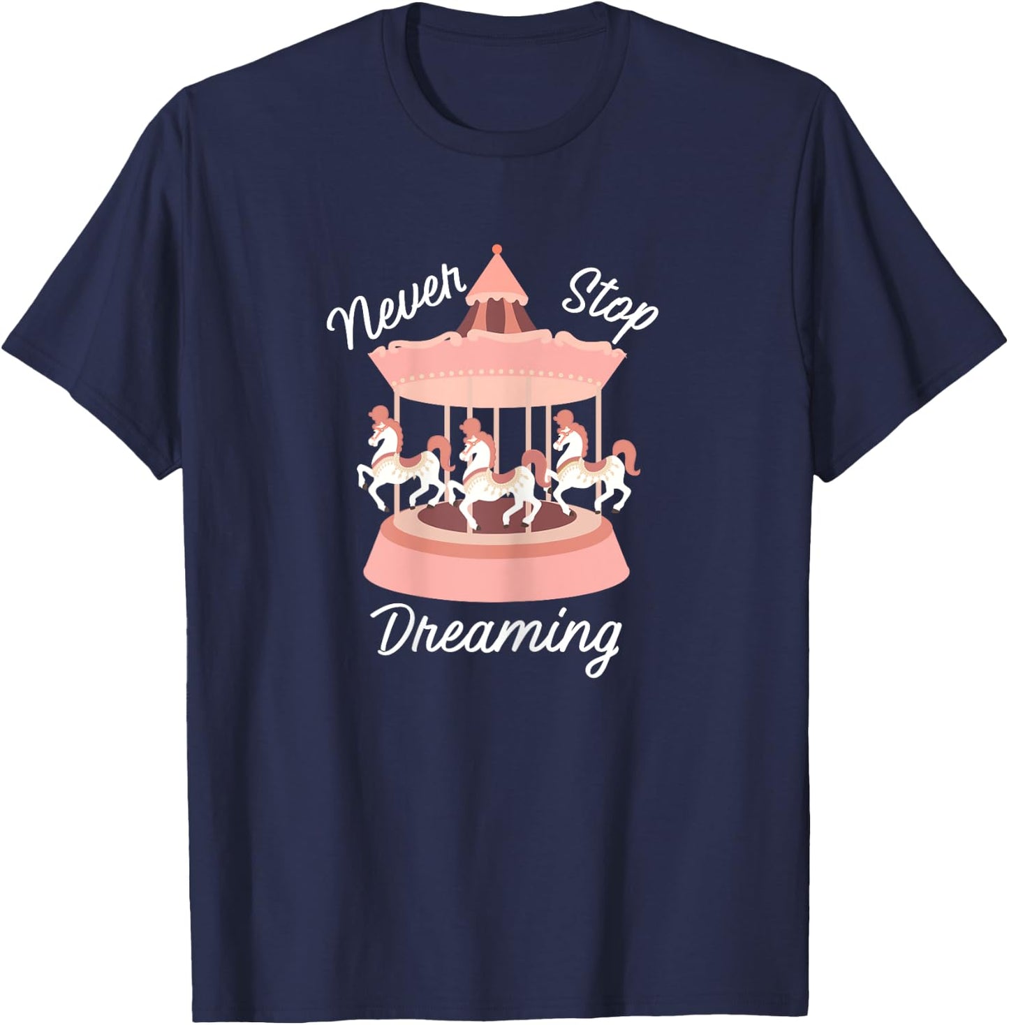 Never Stop Dreaming Little Girls Carousel T-Shirt - T-Shirt | Navy