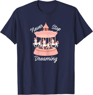 Never Stop Dreaming Little Girls Carousel T-Shirt - T-Shirt | Navy