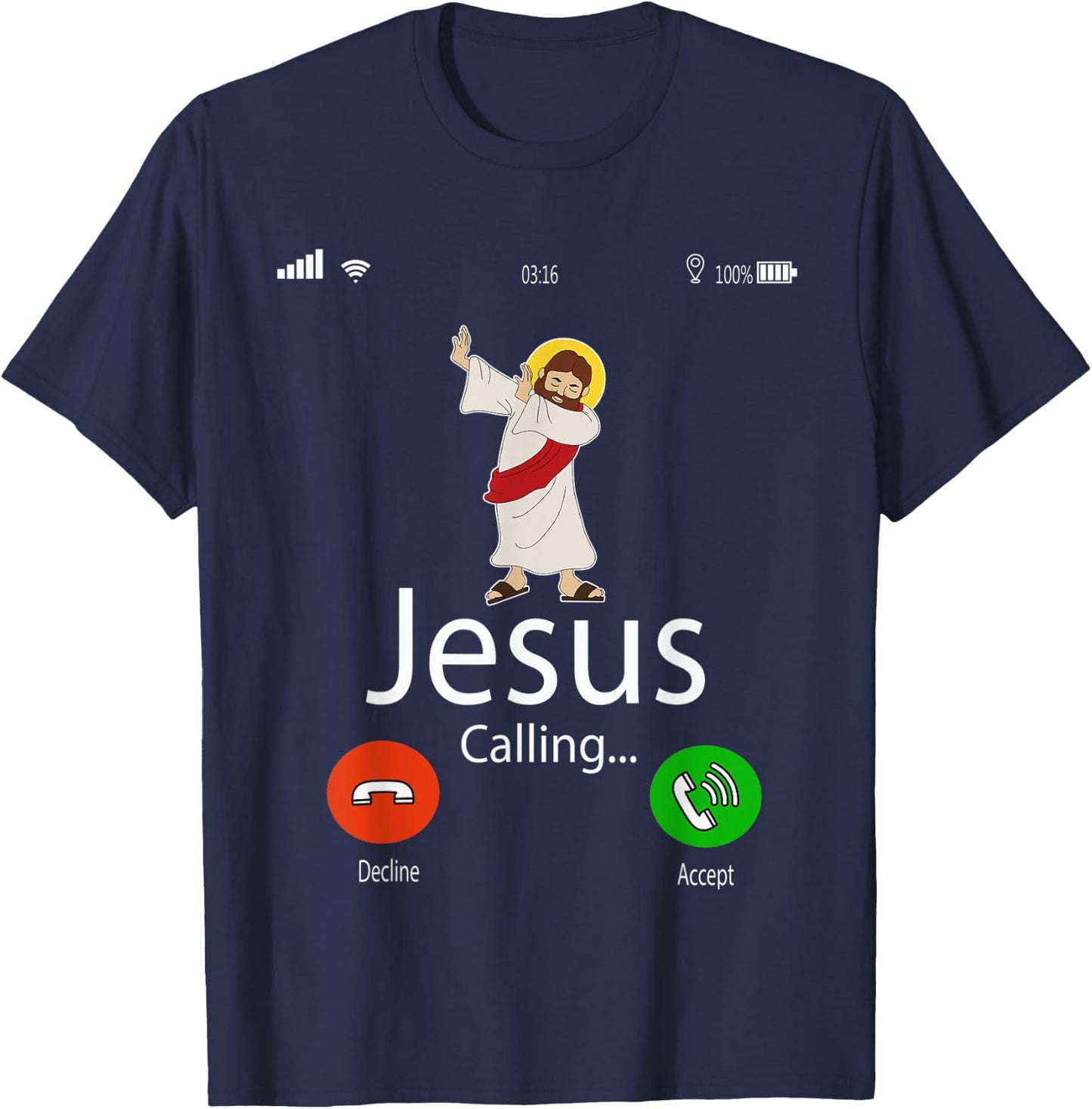 Dabbing Jesus Is Calling Christian Christmas Gift Xmas T-Shirt - T-Shirt | Navy