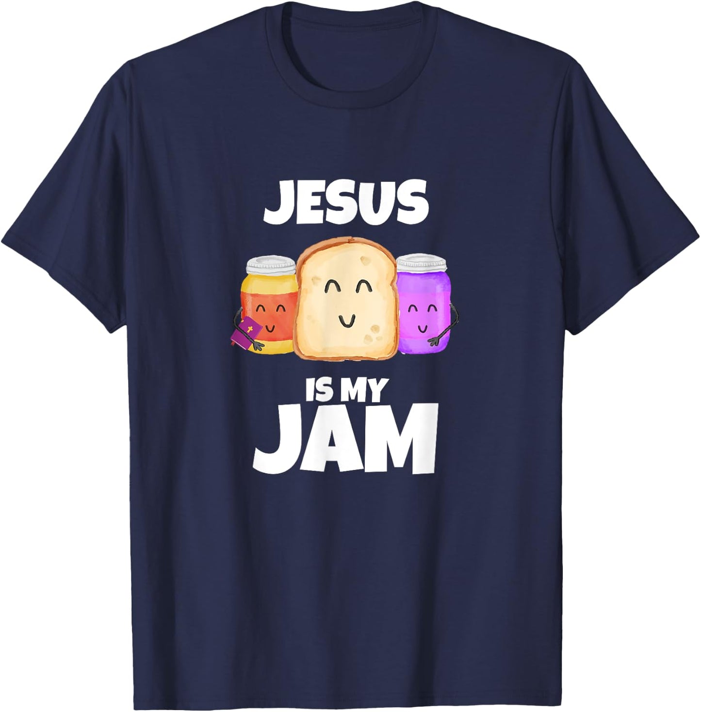 Jesus is my Jam Funny Bible Holding Jam Graphic T-Shirt - T-Shirt | Navy