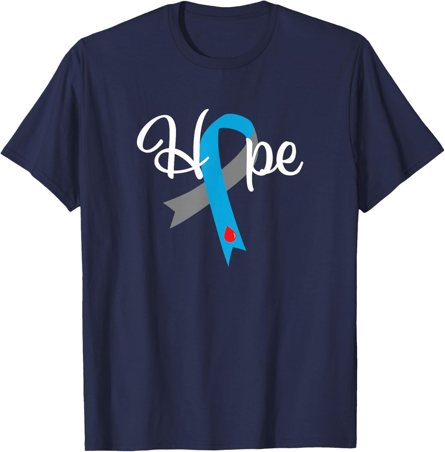 Type 1 Diabetes T1D Hope Awareness Ribbon Gifts Men Women T-Shirt - T-Shirt | Navy