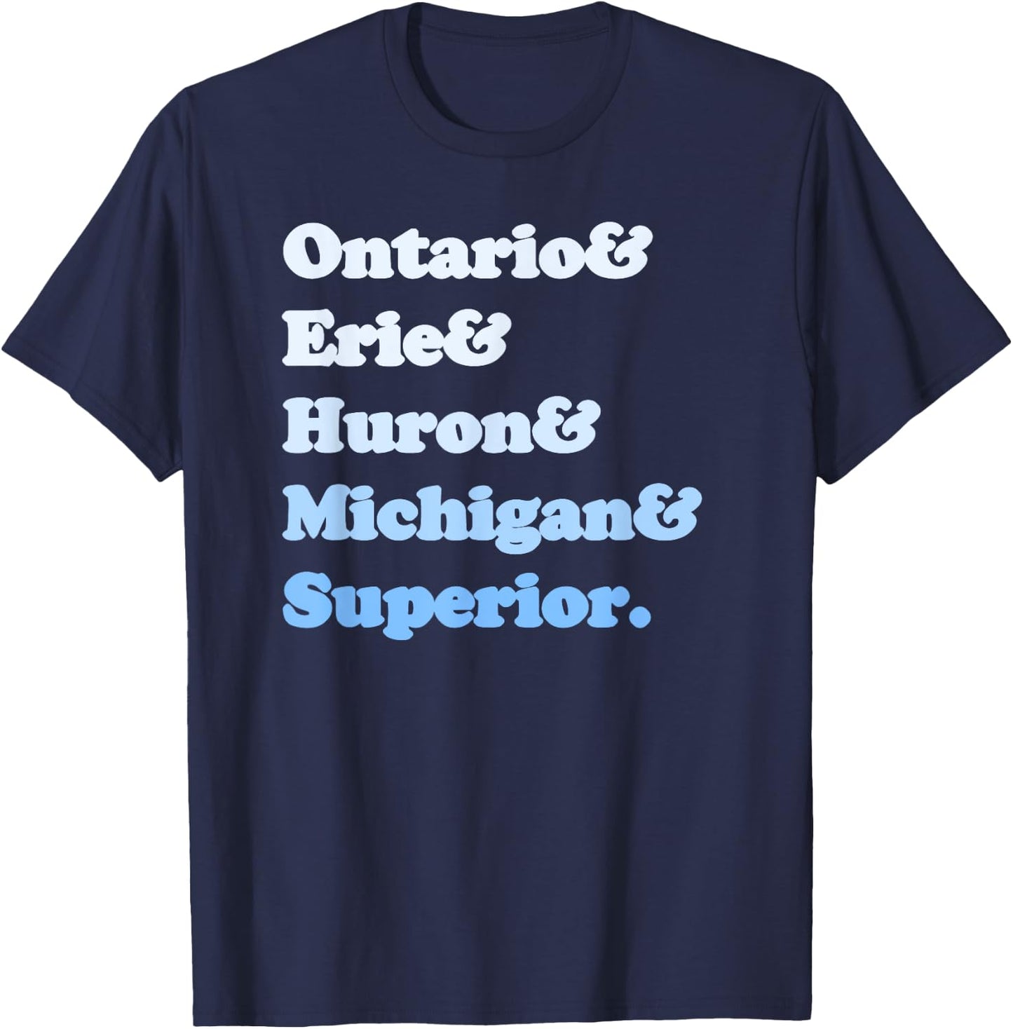 Retro Great Lake Lakes Huron Erie Michigan Superior Ontario T-Shirt - T-Shirt | Navy