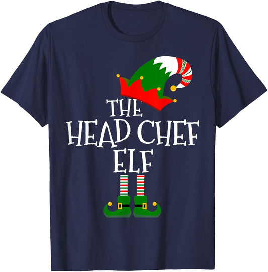 Funny The Head Chef Elf Matching Family Group Gift Christmas T-Shirt - T-Shirt | Navy