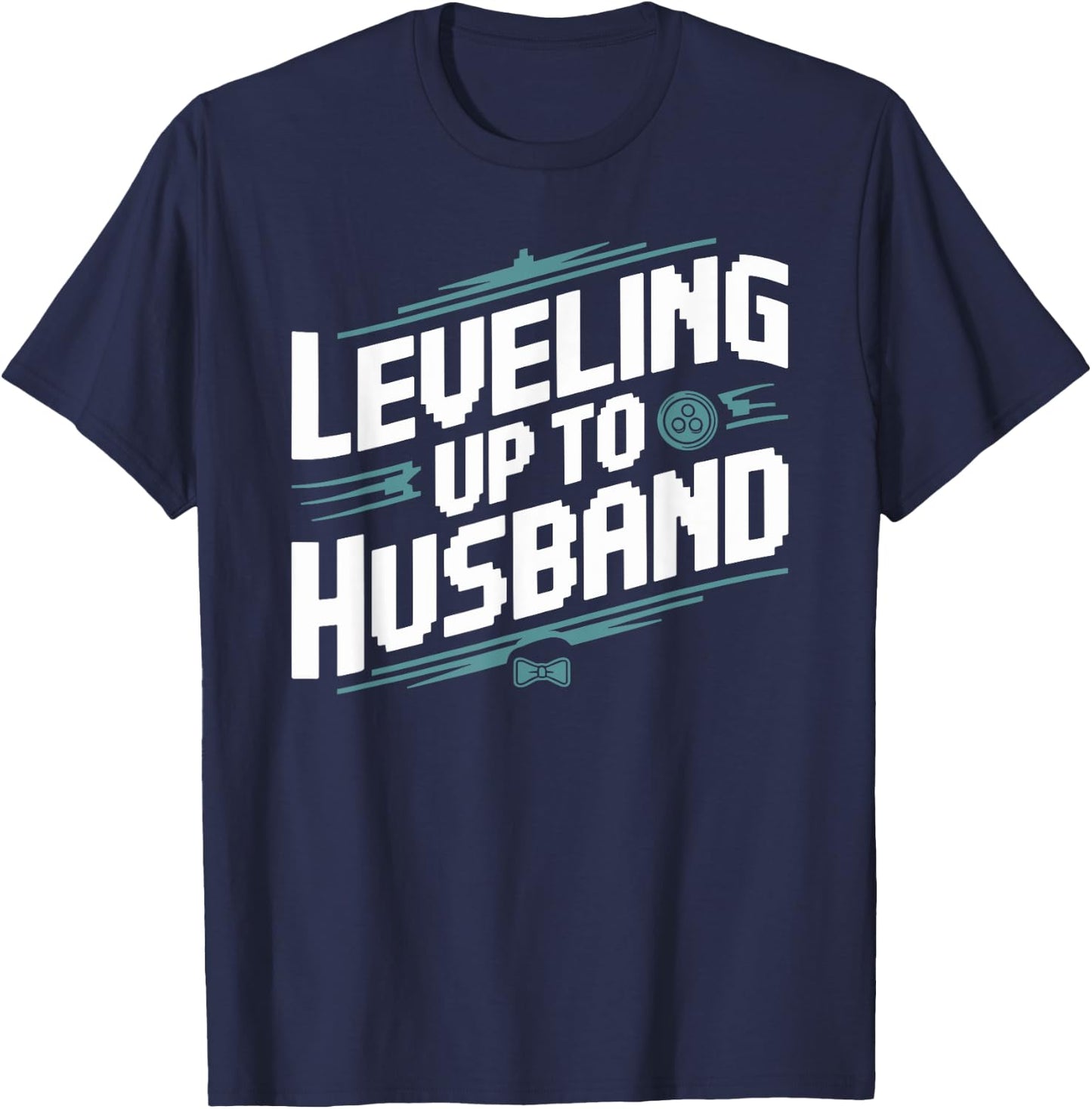 Bachelor Party Groom to be Leveling Up to Husband Game Lover T-Shirt - T-Shirt | Navy