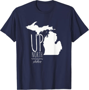 Up North Michigan T Shirt With Lakes T-Shirt - T-Shirt | Navy