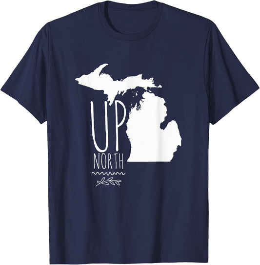 Up North Michigan T Shirt With Lakes T-Shirt - T-Shirt | Navy