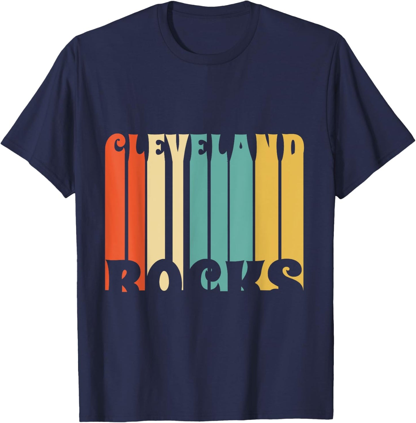Cleveland Rocks Retro Vintage Shirt T-Shirt - T-Shirt | Navy