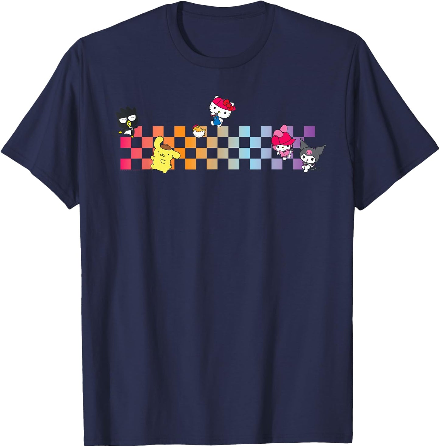 Hello Sanrio Characters Checkerboard Shirt T-Shirt - T-Shirt | Navy