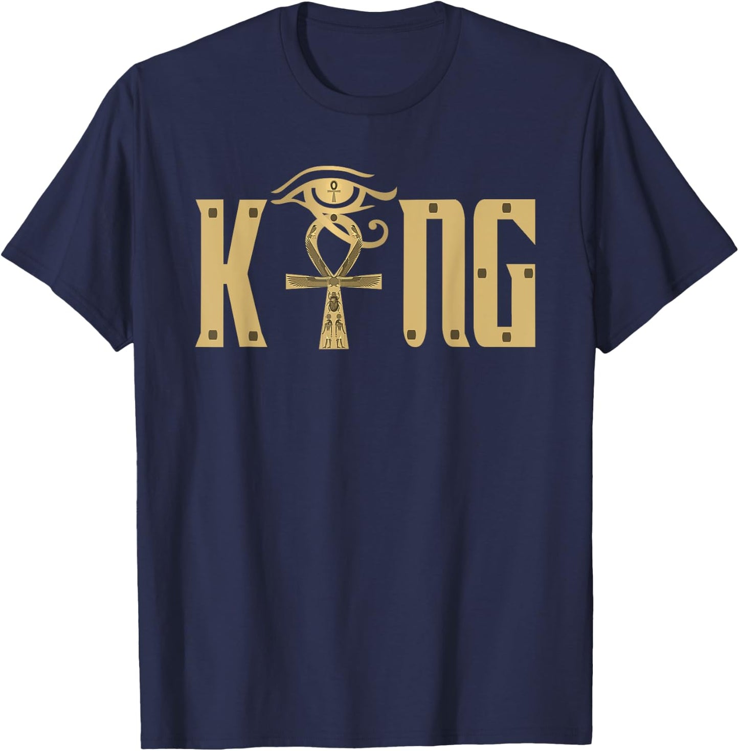 King Husband Man with Egyptian Ankh Couple T-Shirt - T-Shirt | Navy