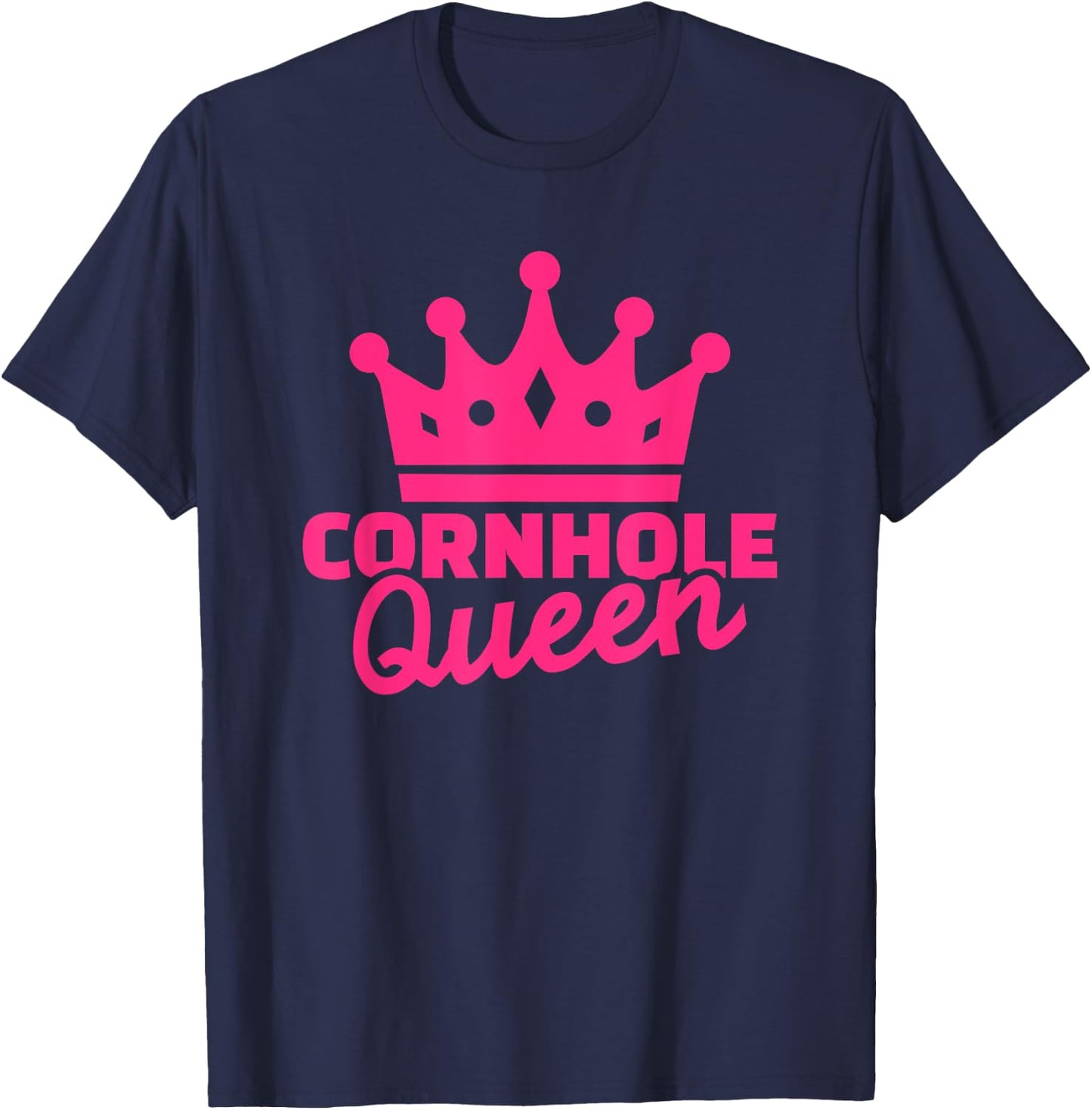 Cornhole Queen - Pink College Corn Hole Game T-Shirt - T-Shirt | Navy