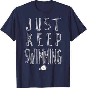 Disney Pixar Finding Dory Keep Swimming Bold Sketch Logo T-Shirt - T-Shirt | Navy