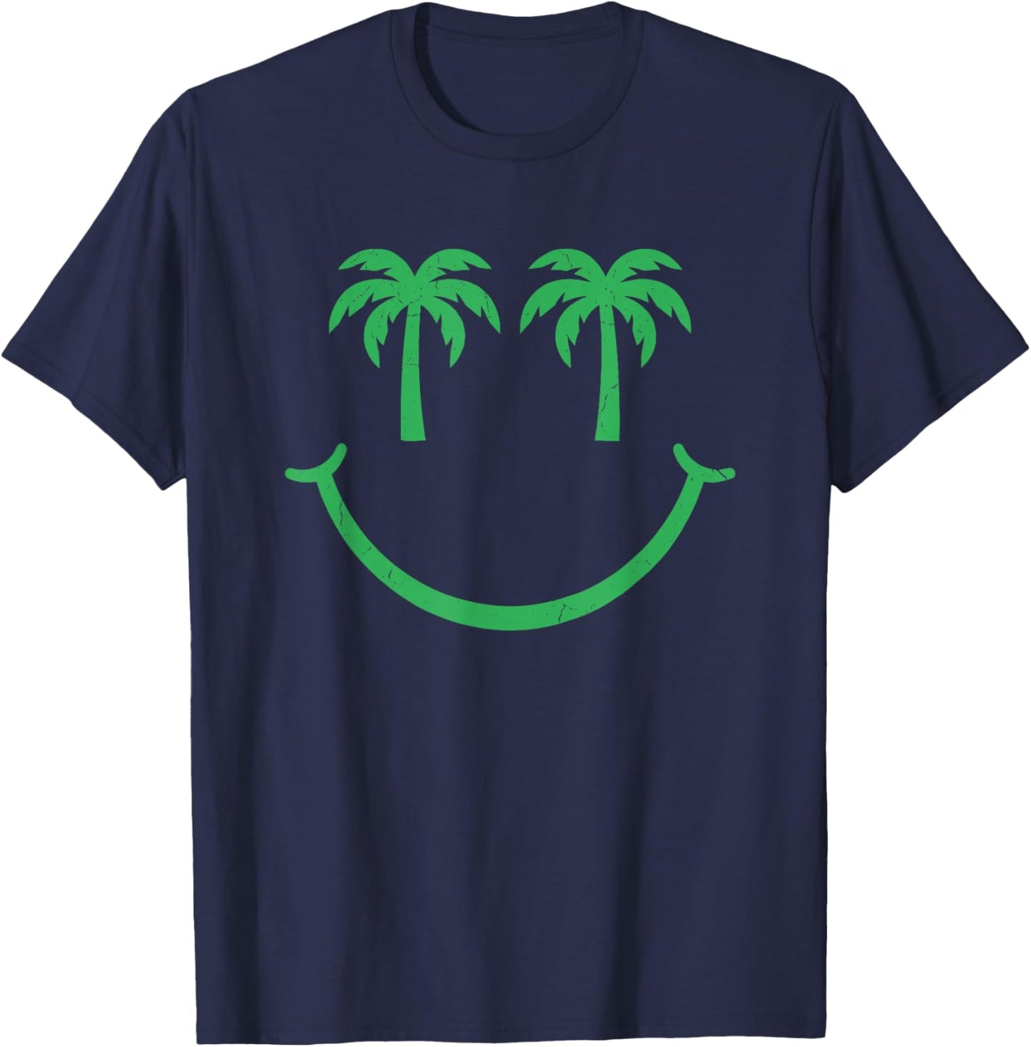 Palm Trees Smile - Cool Family Beach Trip Vacation Beach T-Shirt - T-Shirt | Navy