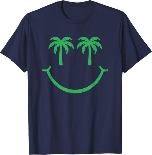 Palm Trees Smile - Cool Family Beach Trip Vacation Beach T-Shirt - T-Shirt | Navy