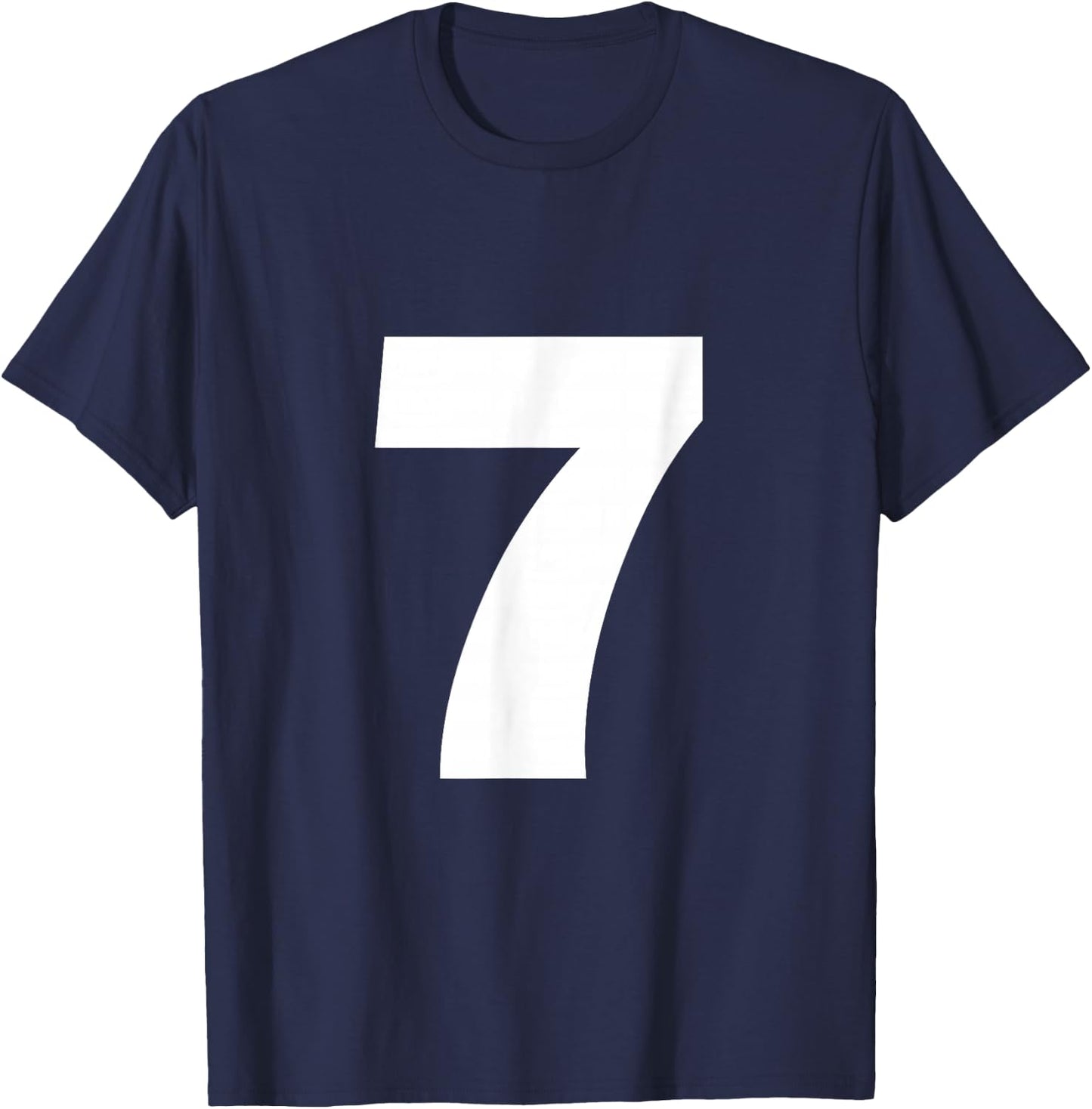 Number 7 Big Bold White Seven Numeral Group T-Shirt - T-Shirt | Navy