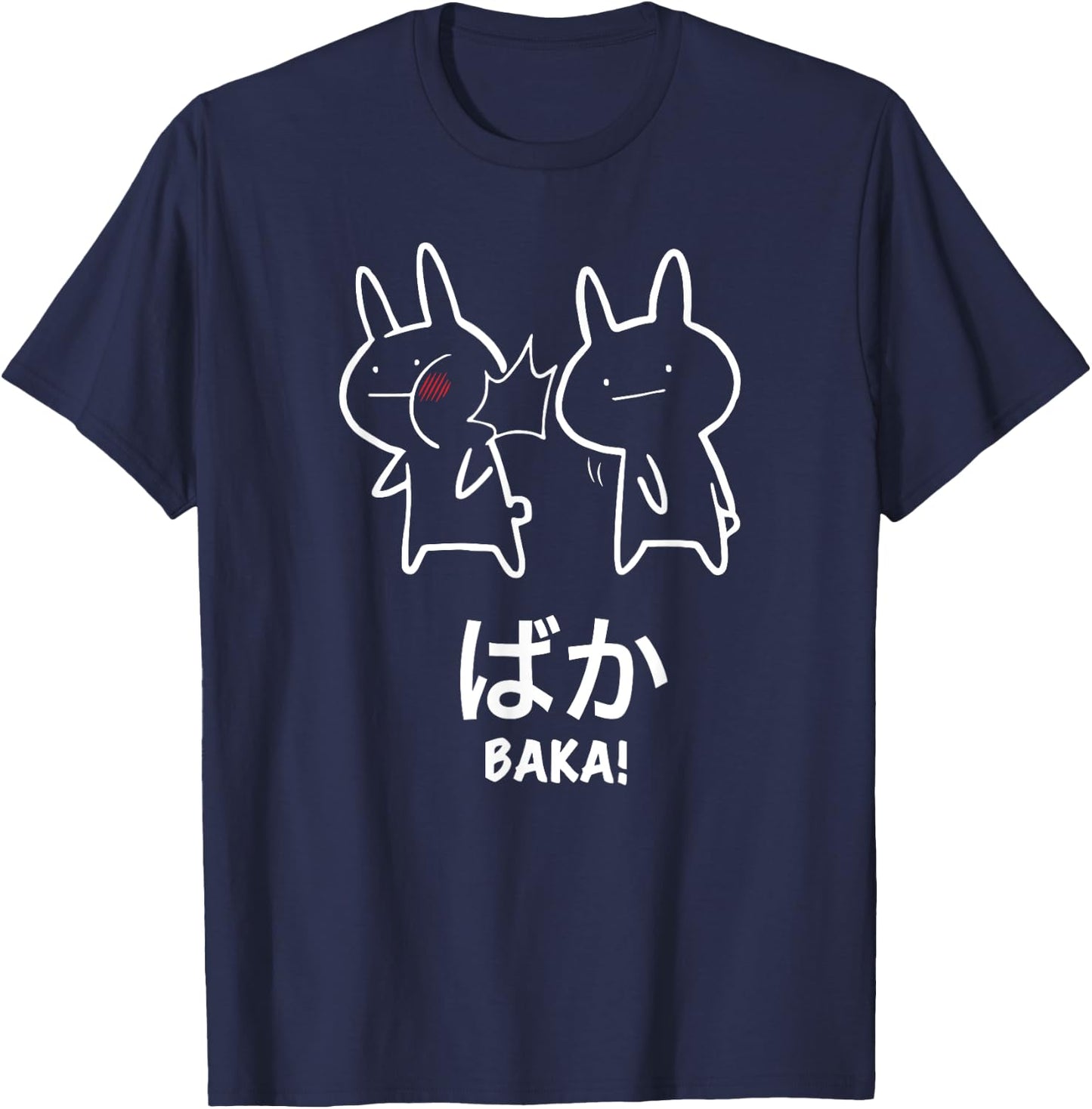 Original Funny Anime Baka Rabbit Slap Design Baka Japanese T-Shirt - T-Shirt | Navy