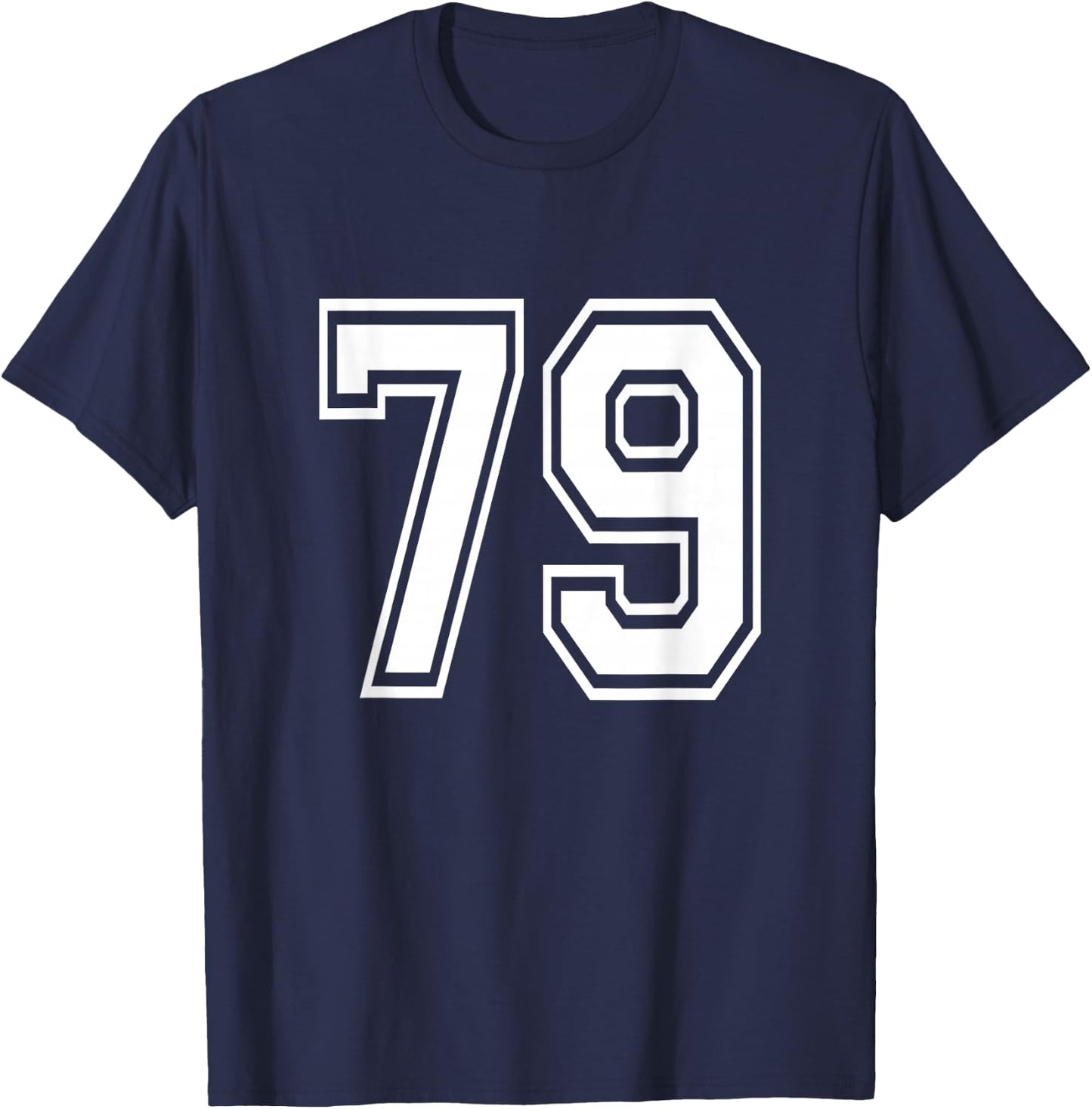 Number 79 Birthday Varsity Sports Team Jersey T-Shirt - T-Shirt | Navy