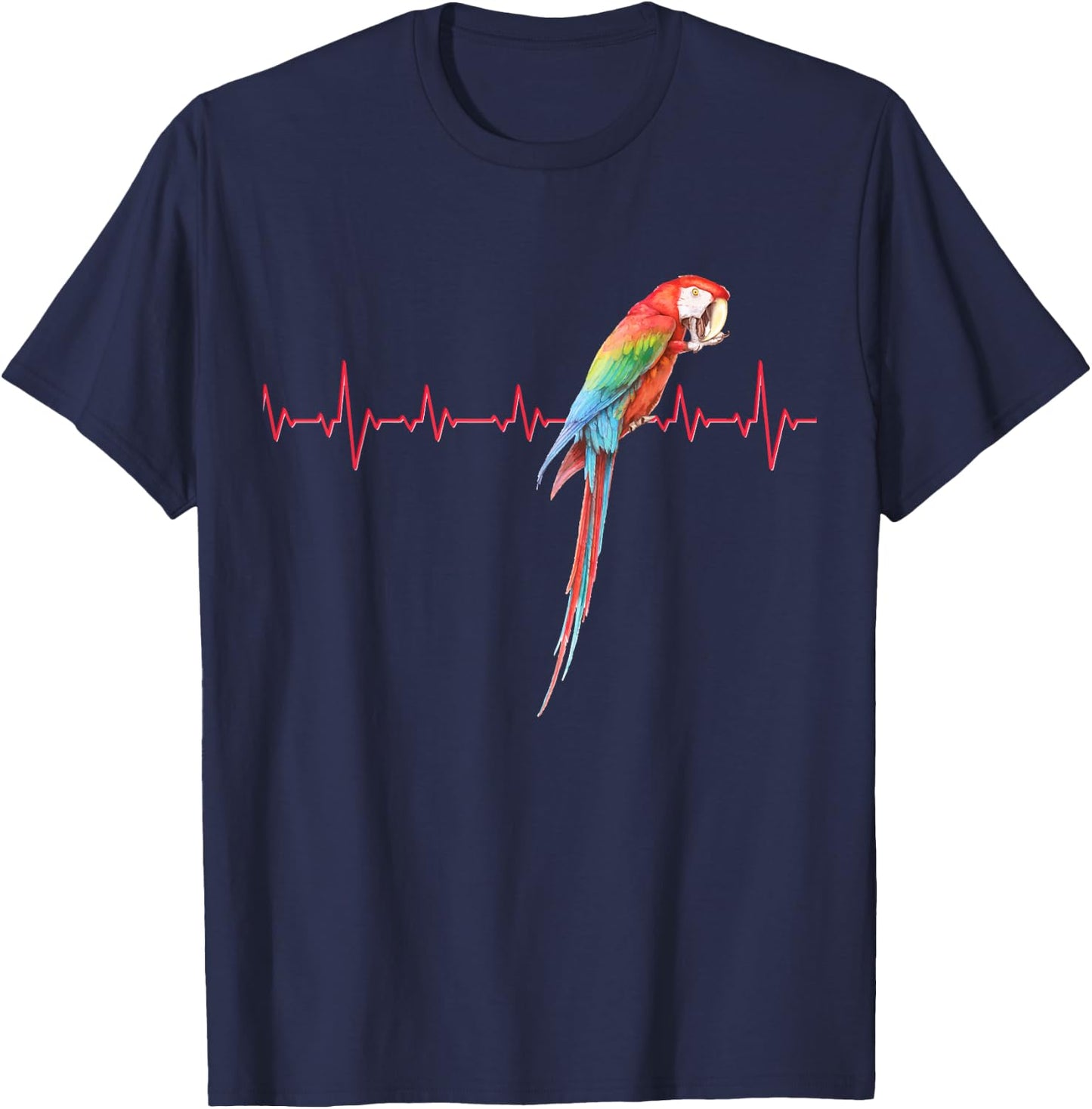 Macaw Heartbeat - Parrot and Macaws Gift T-Shirt - T-Shirt | Navy